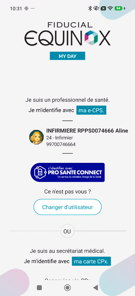 Identification professionnelle dans MyDay