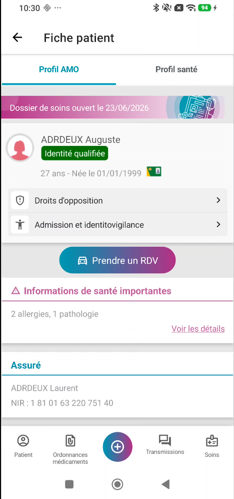 Liste des patients dans MyDay