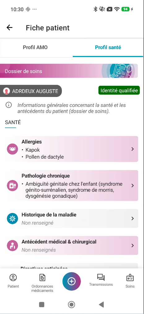 Fiche d'un patient